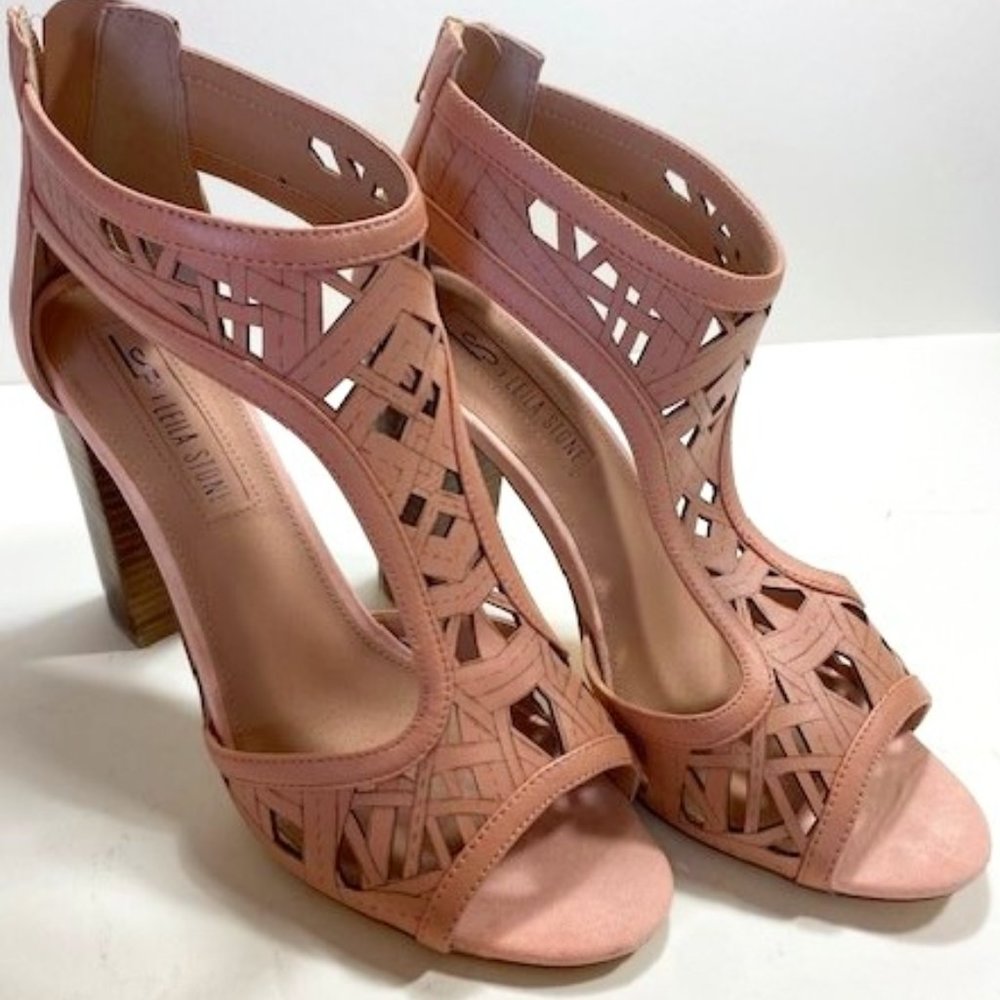 Leila Stone Nude Color Heeled Sandals